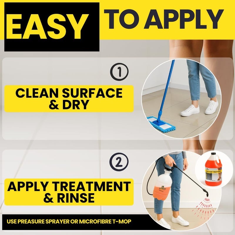 Slip No More! علاج بلاط مضاد للانزلاق (غالون) علاج أرضيات غير قابلة للانزلاق للحصول على قبضة على الحجر، البورسلين والسيراميك. داخلي وخارجي، سكني وتجاري لمنع الانزلاق، يعمل بسرعة للحصول على تماسك دائم. - Image 5